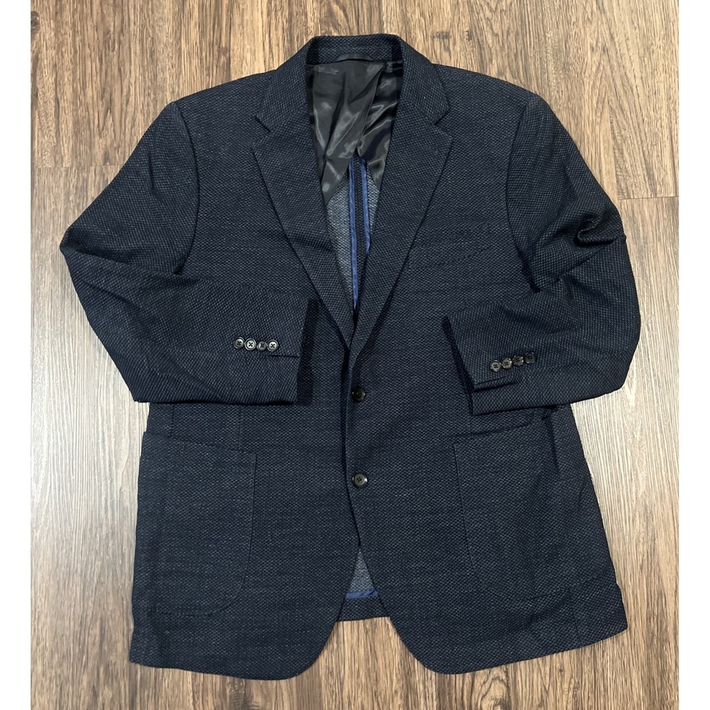 Rodd & Gunn Blazer Men's XL Blue Marlane Wool Blend Basket Weave 2 Button